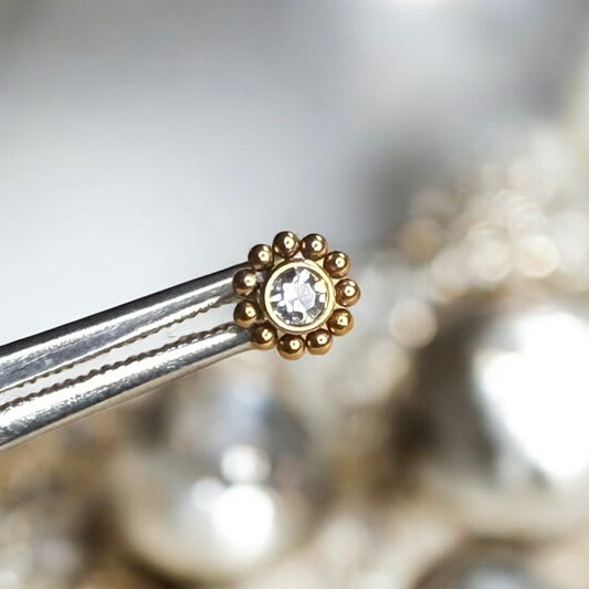Lani ornamental sunflower labret in rose gold 316L