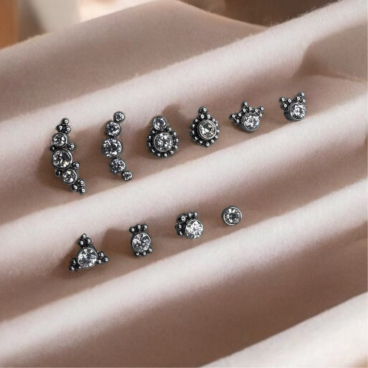 Tribal ornate collection of labret piercings