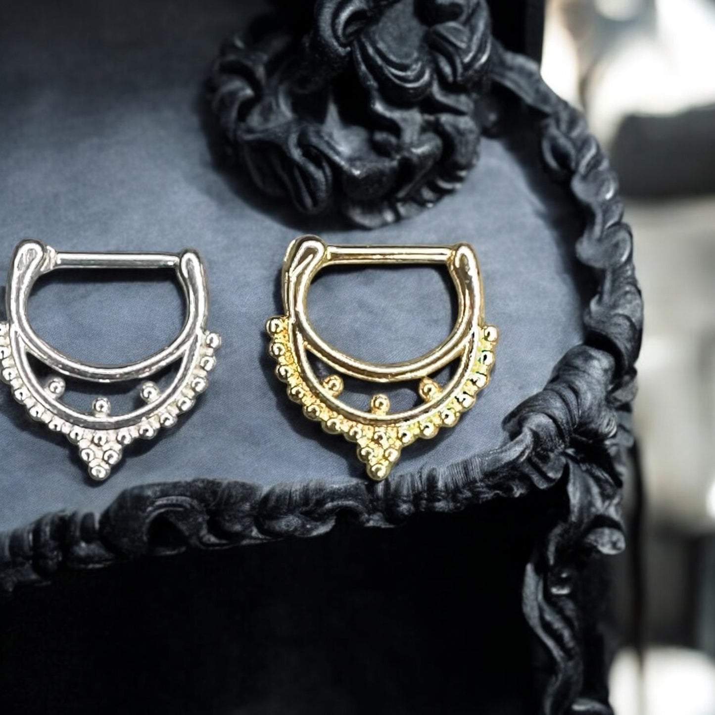 Boho inspired D shaped septum rings