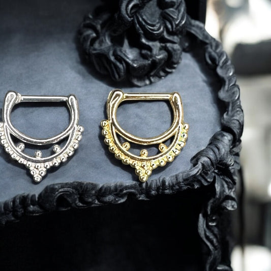 Boho inspired D shaped septum rings