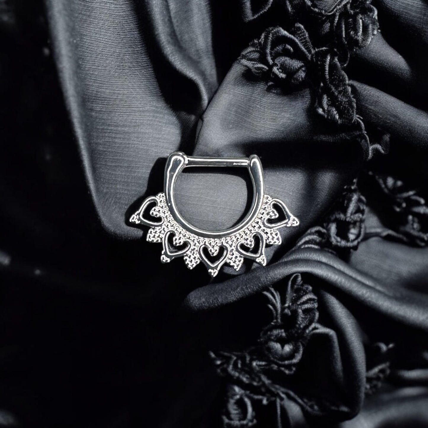 Boho inspired D shaped septum piercing