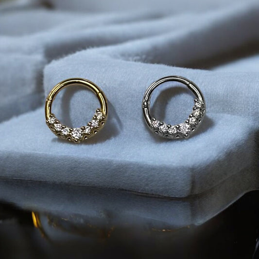 Stoned piercing ring 16G