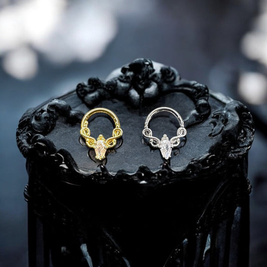 Dagger stoned piercing ring 316l