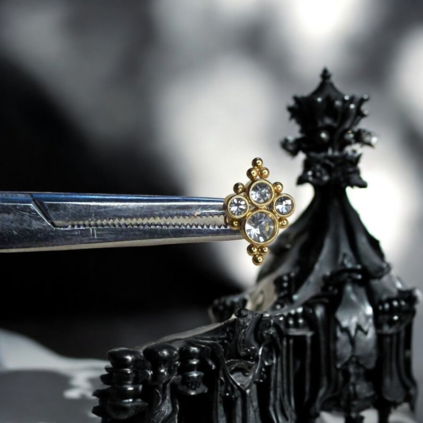 Gold ornate collection of labret earrings