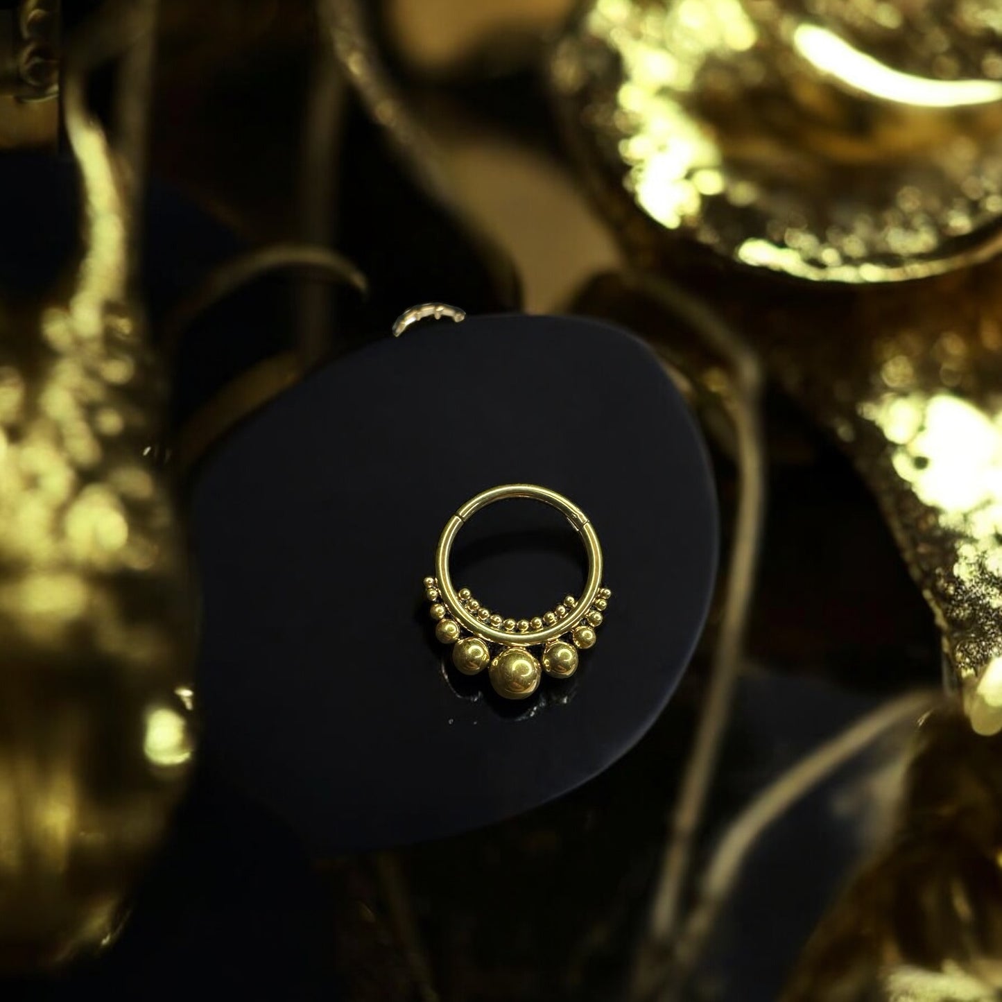 Beaded tribal style titanium septum rings 10mm